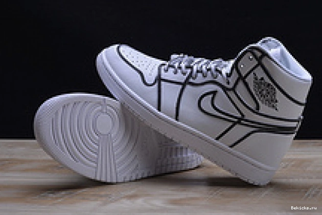 Cheap BK jordan hand-painted 3d pencil” nike mens retro air “comic 1 aa4724-110 white 1203